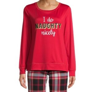 Secret Treasures Long Sleeve Round Neck Graphic Print Plaid Top Size XL